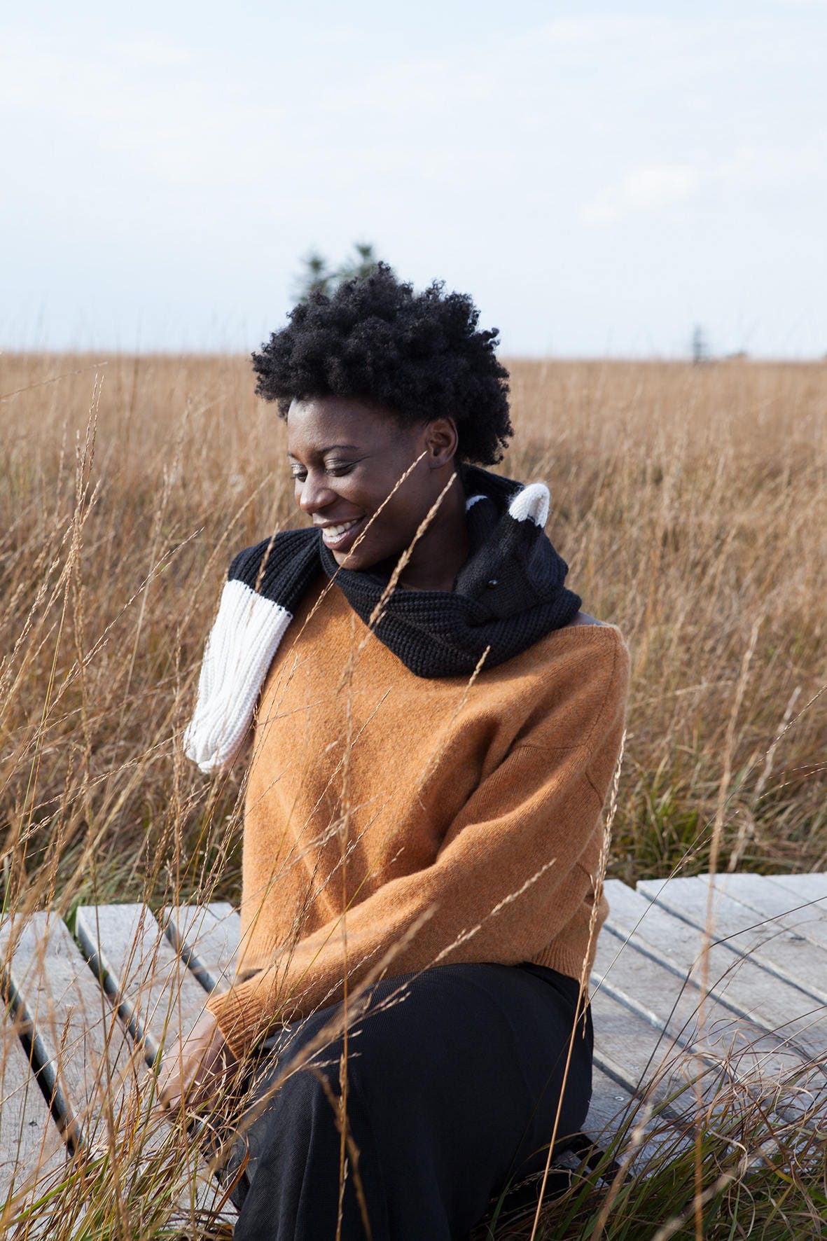 Hasenschal mit Halbpatentmuster