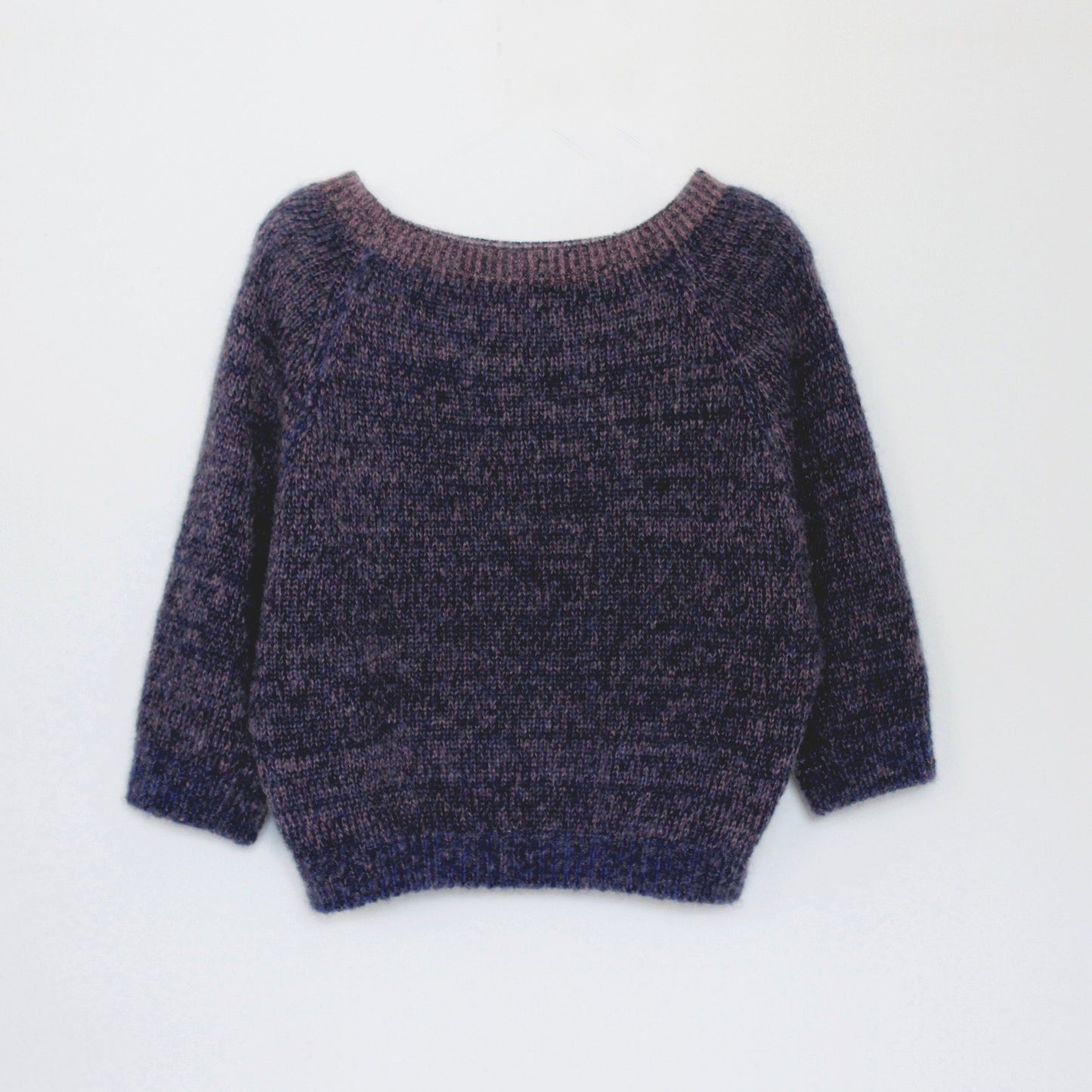 Pullover Melange mit 3/4 Raglanärmel in blau/schwarz/rosa