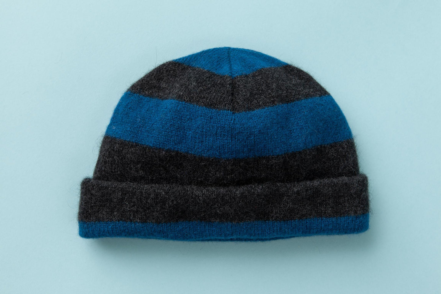 two-colored hat knitted from lambswool