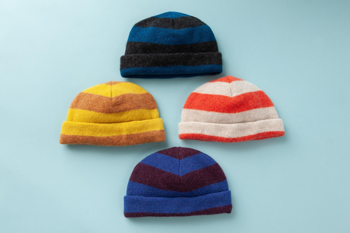 two-colored hat knitted from lambswool