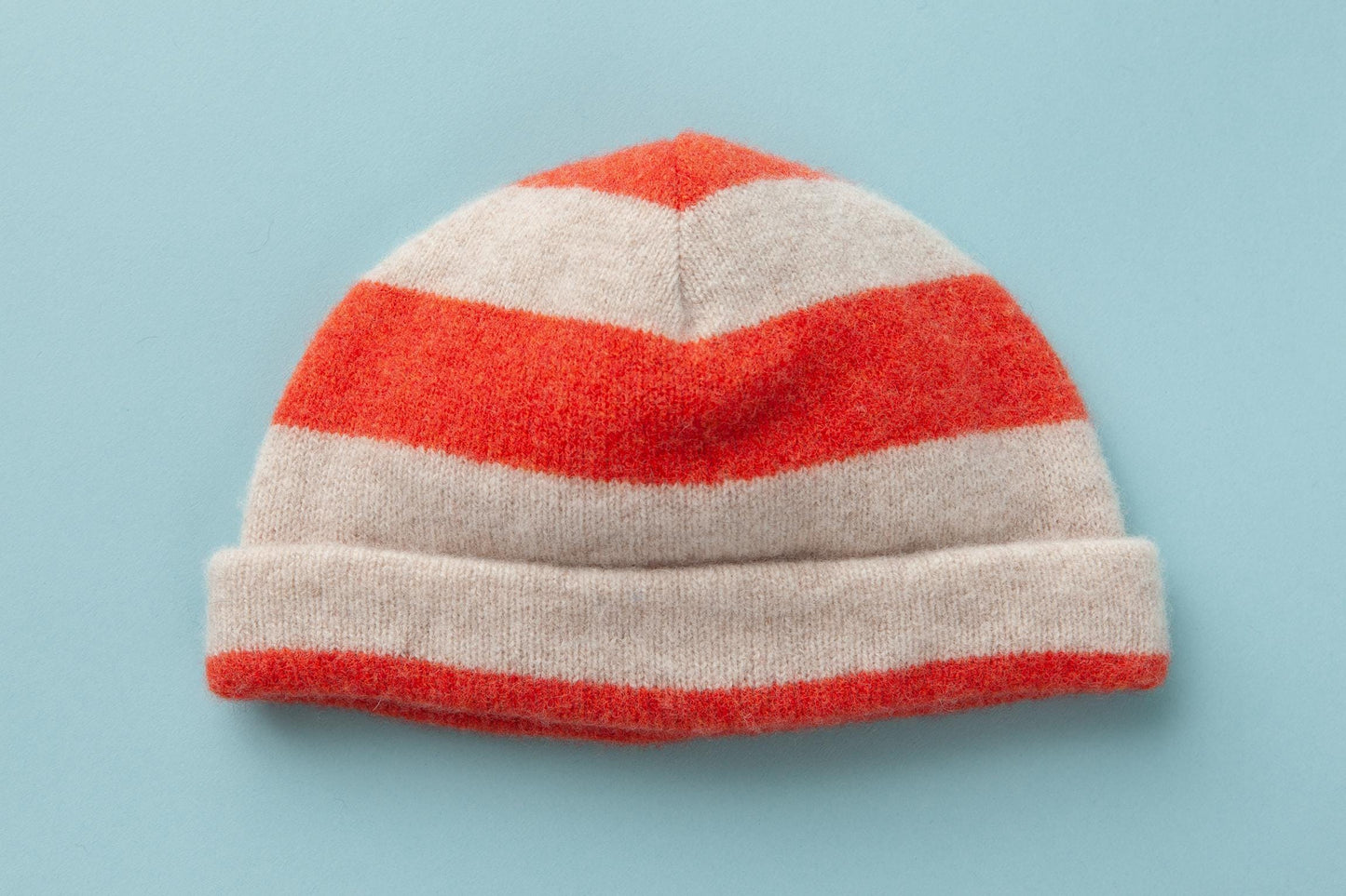 two-colored hat knitted from lambswool