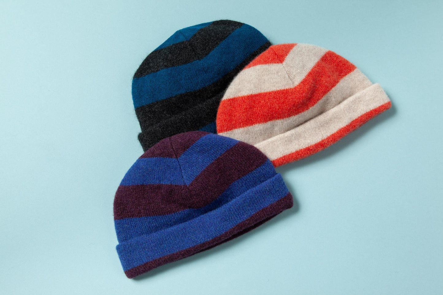 two-colored hat knitted from lambswool