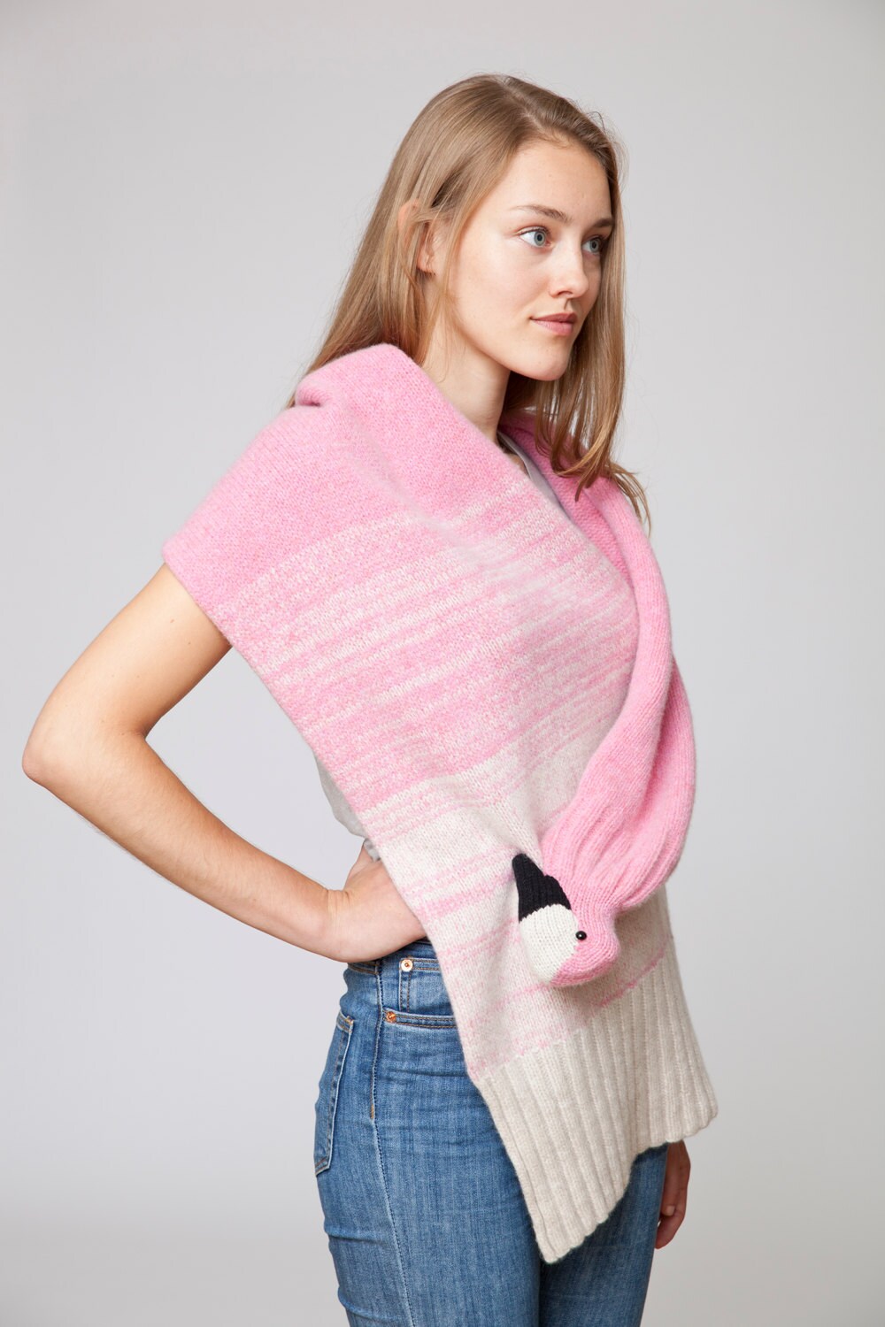 Flamingo Stole with Beanie made from soft Lambswool