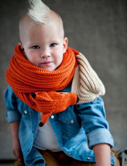 Chunky Knitted Fox Scarf for Kids
