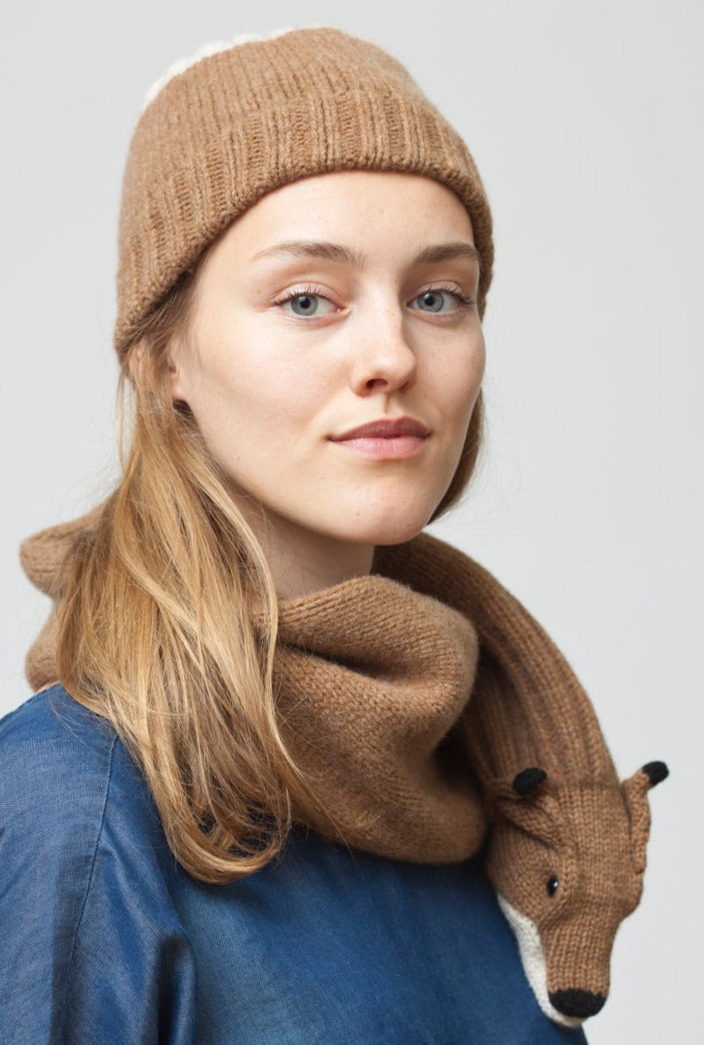 Brown Fox Stole with Beanie