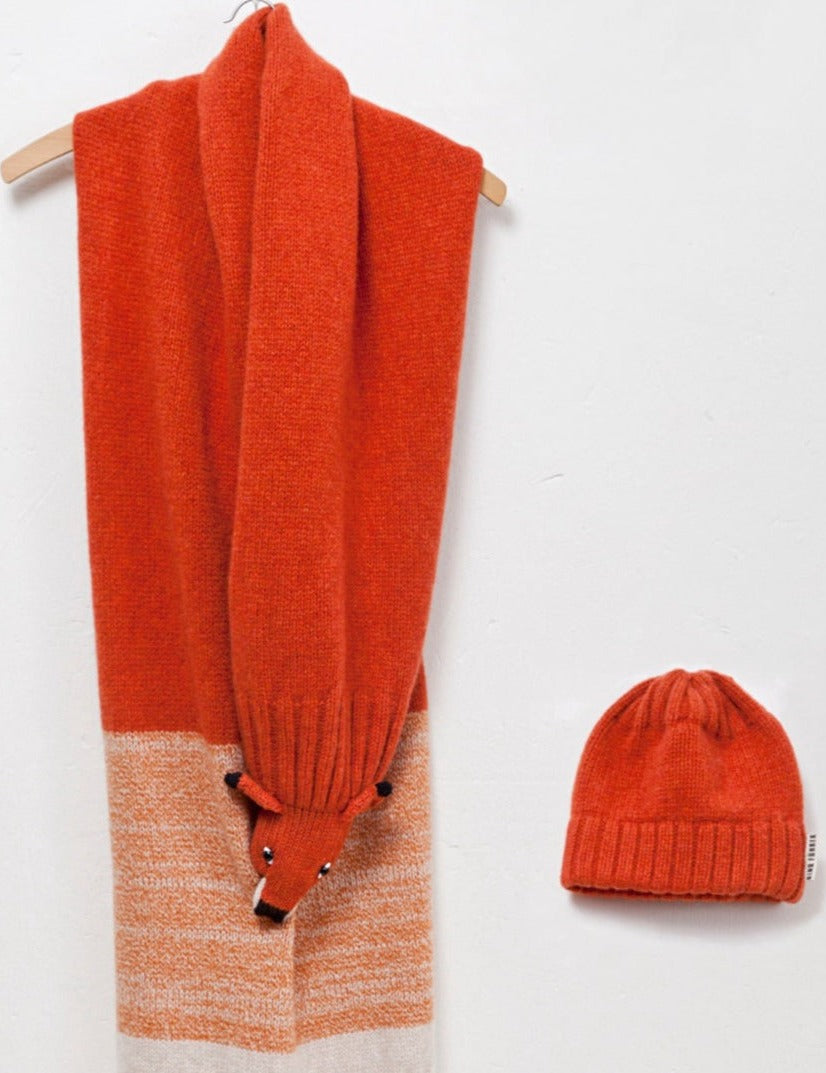 Red Fox Scarf with Beanie